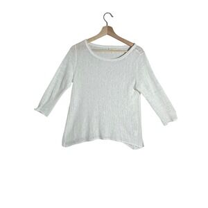 Eileen Fisher Linen sweater‎  Women's XS WhiteLightweight Minimalist